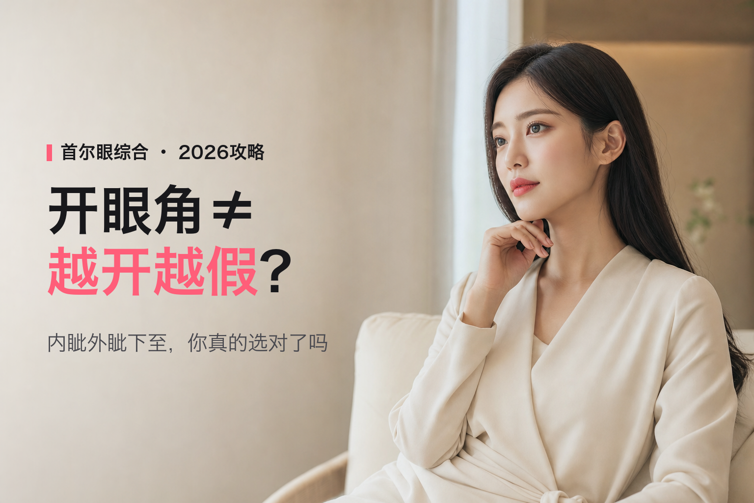 2026首尔开眼角+上睑下垂矫正全攻略：内眦外眦下至怎么选，人民币实价与恢复期真相